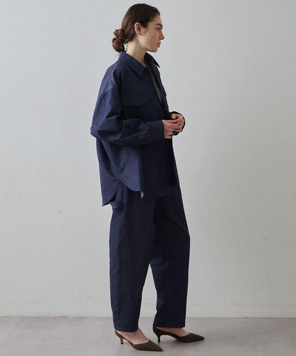 Drawing Numbers 棉麻牛仔面料襯衫