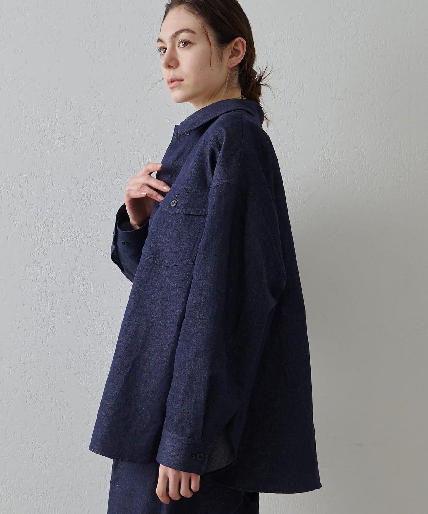 Drawing Numbers 棉麻牛仔面料襯衫