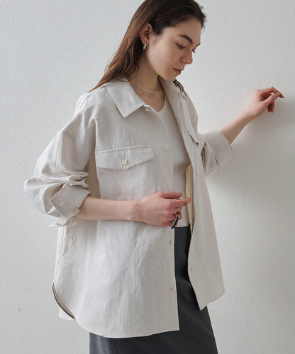 Drawing Numbers 棉麻牛仔面料襯衫