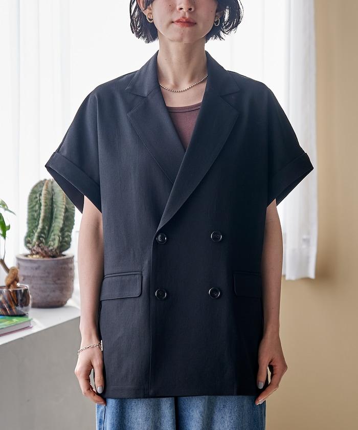 接觸冷感 UV防曬 LINEN TOUCH 雙排扣短袖夾克