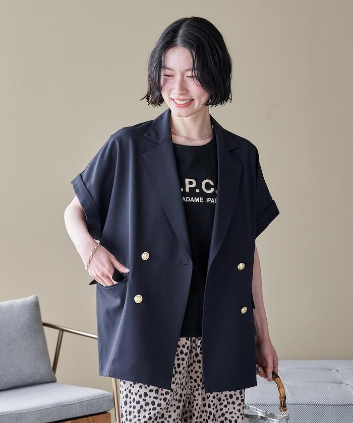 接觸冷感 UV防曬 LINEN TOUCH 雙排扣短袖夾克