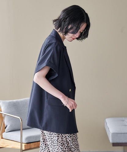 接觸冷感 UV防曬 LINEN TOUCH 雙排扣短袖夾克