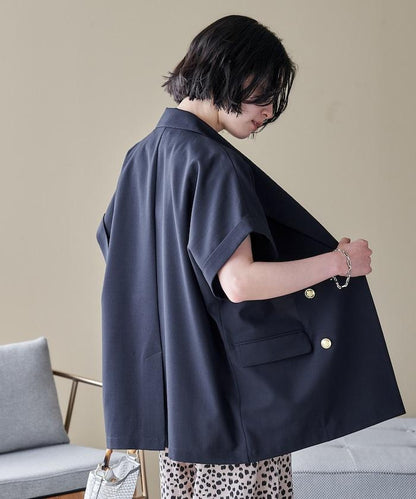 接觸冷感 UV防曬 LINEN TOUCH 雙排扣短袖夾克