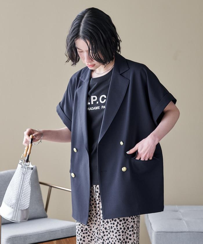 接觸冷感 UV防曬 LINEN TOUCH 雙排扣短袖夾克