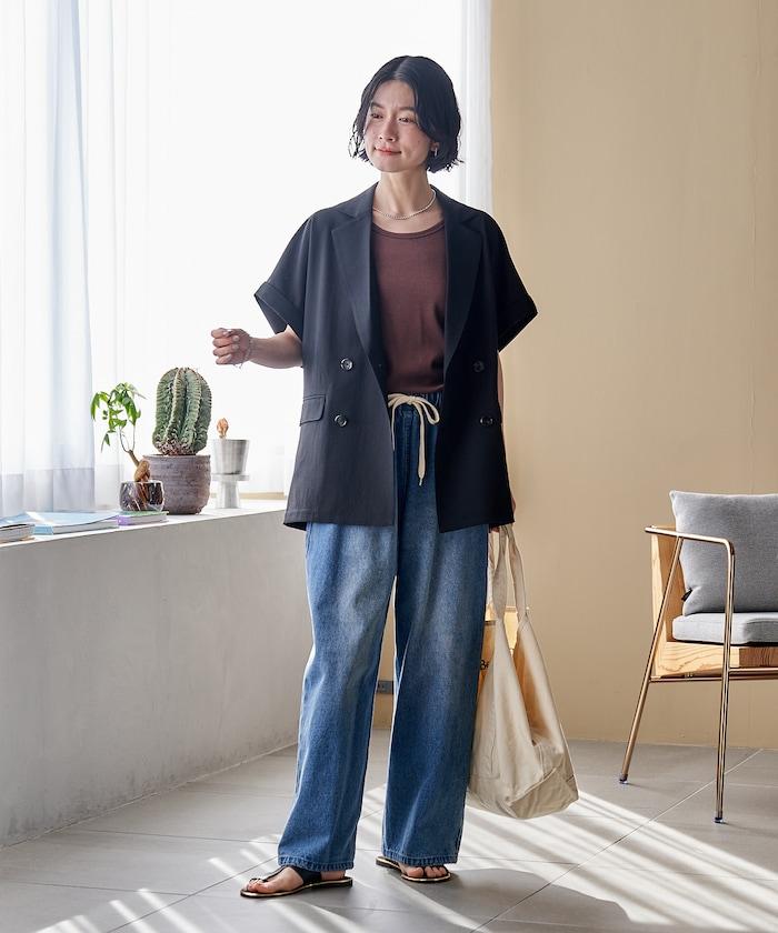 接觸冷感 UV防曬 LINEN TOUCH 雙排扣短袖夾克