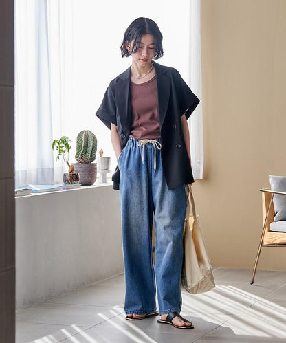 接觸冷感 UV防曬 LINEN TOUCH 雙排扣短袖夾克