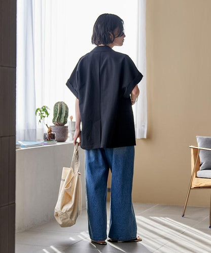 接觸冷感 UV防曬 LINEN TOUCH 雙排扣短袖夾克