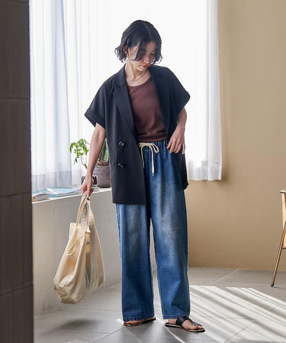 接觸冷感 UV防曬 LINEN TOUCH 雙排扣短袖夾克