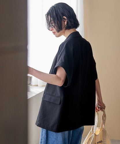 接觸冷感 UV防曬 LINEN TOUCH 雙排扣短袖夾克