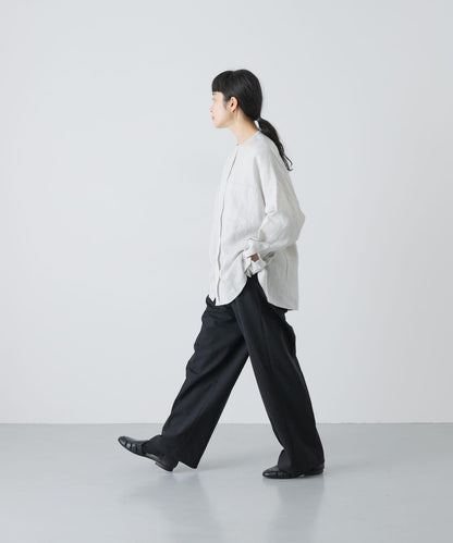 亞麻寬鬆雙口袋襯衫