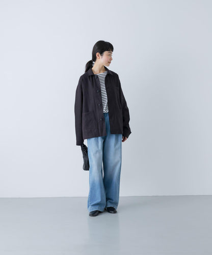 中性款 亞麻 工裝夾克