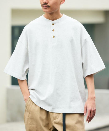 9盎司 Heavyweight 寬鬆廓形 亨利領 T恤
