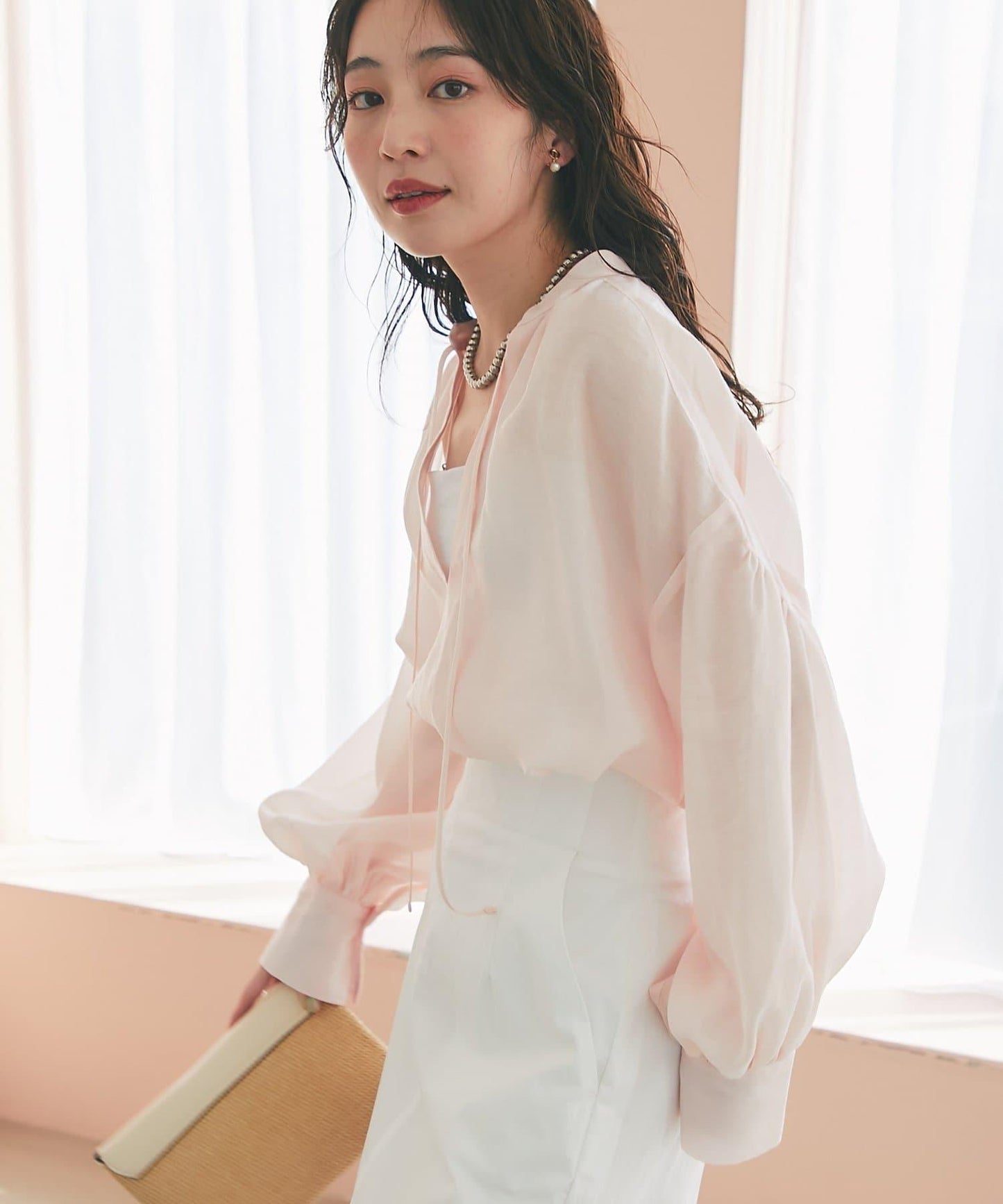 蝴蝶結蓬鬆袖 輕紗 女襯衫（復刻款・新色黃色）