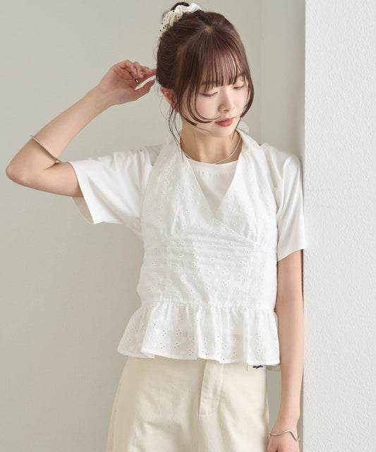 棉質刺繡露背上衣