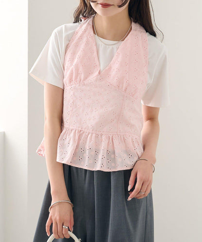 棉質刺繡露背上衣