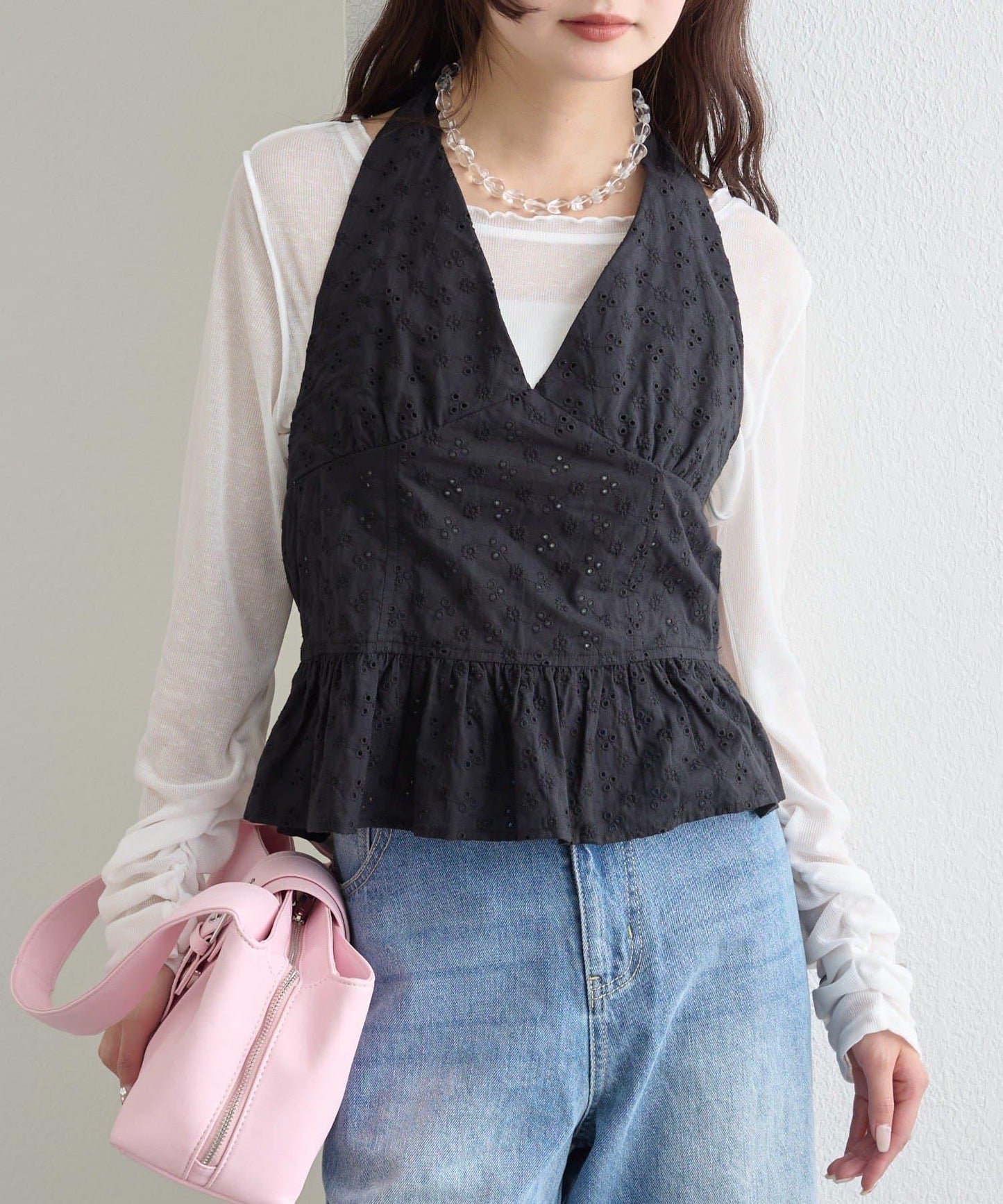 棉質刺繡露背上衣