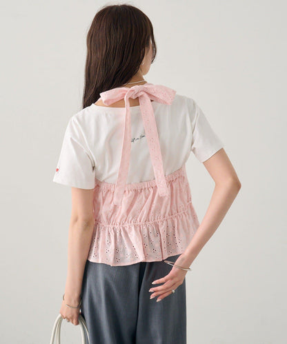 棉質刺繡露背上衣