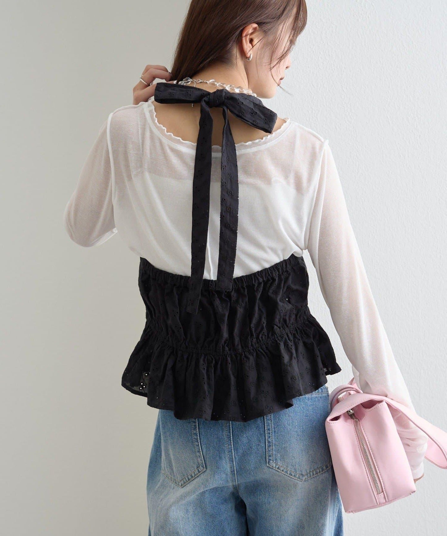 棉質刺繡露背上衣
