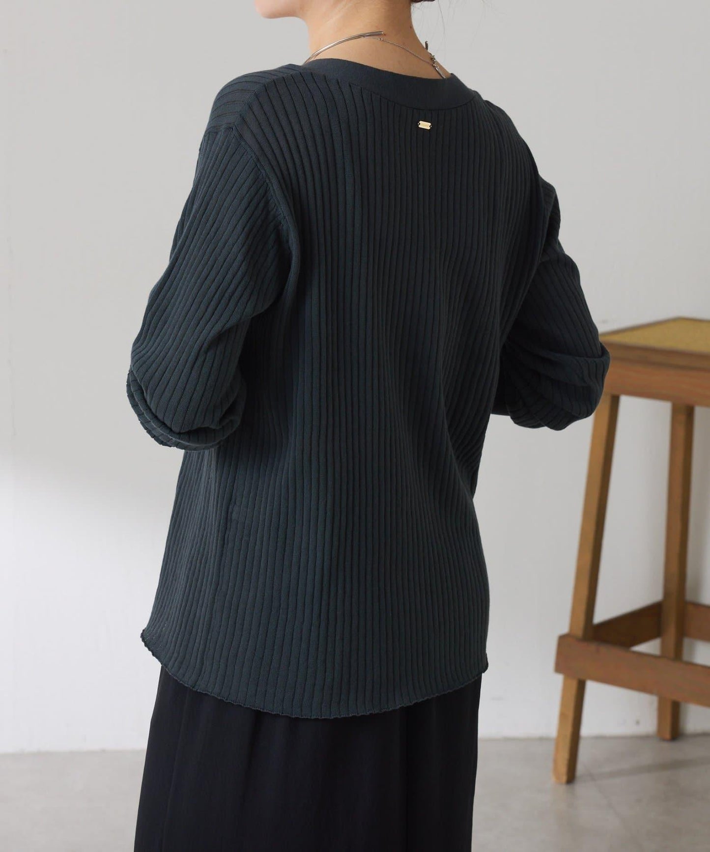 涼感 乾爽棉質 寬羅紋 針織開衫