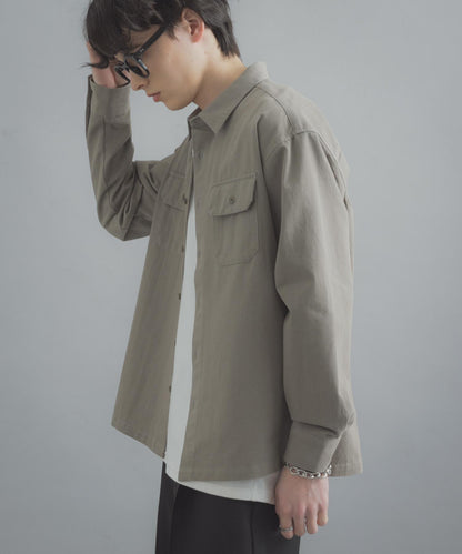 雙口袋彩色牛仔襯衫