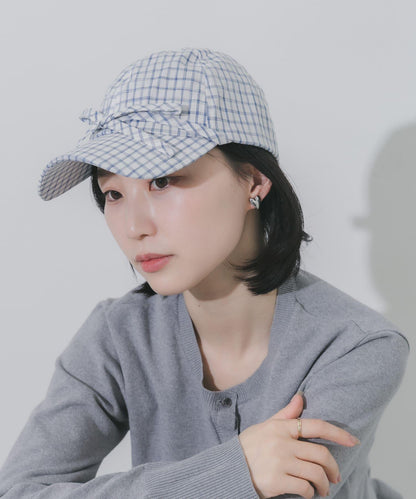前蝴蝶結格紋棒球帽