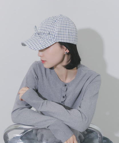 前蝴蝶結格紋棒球帽