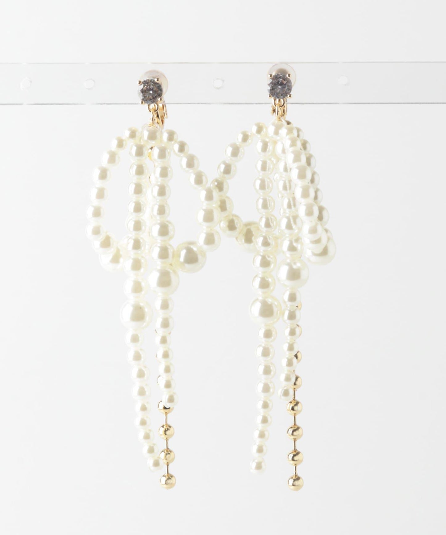 大蝴蝶結珍珠耳夾