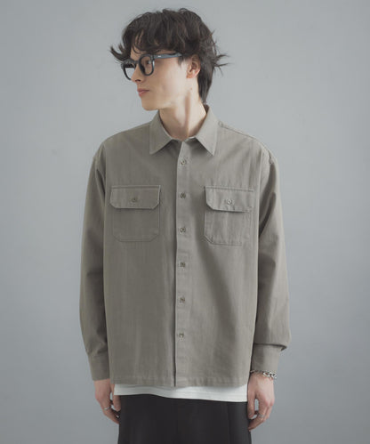 雙口袋彩色牛仔襯衫