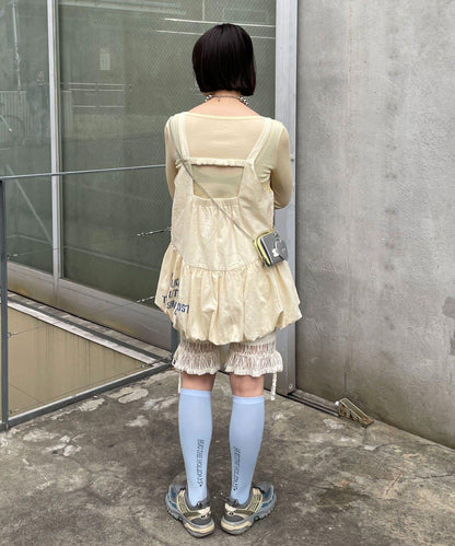 下襬荷葉邊蕾絲 騎行短褲