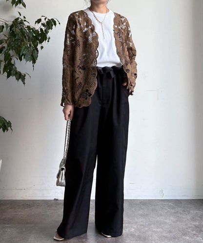 棉質蕾絲針織開衫