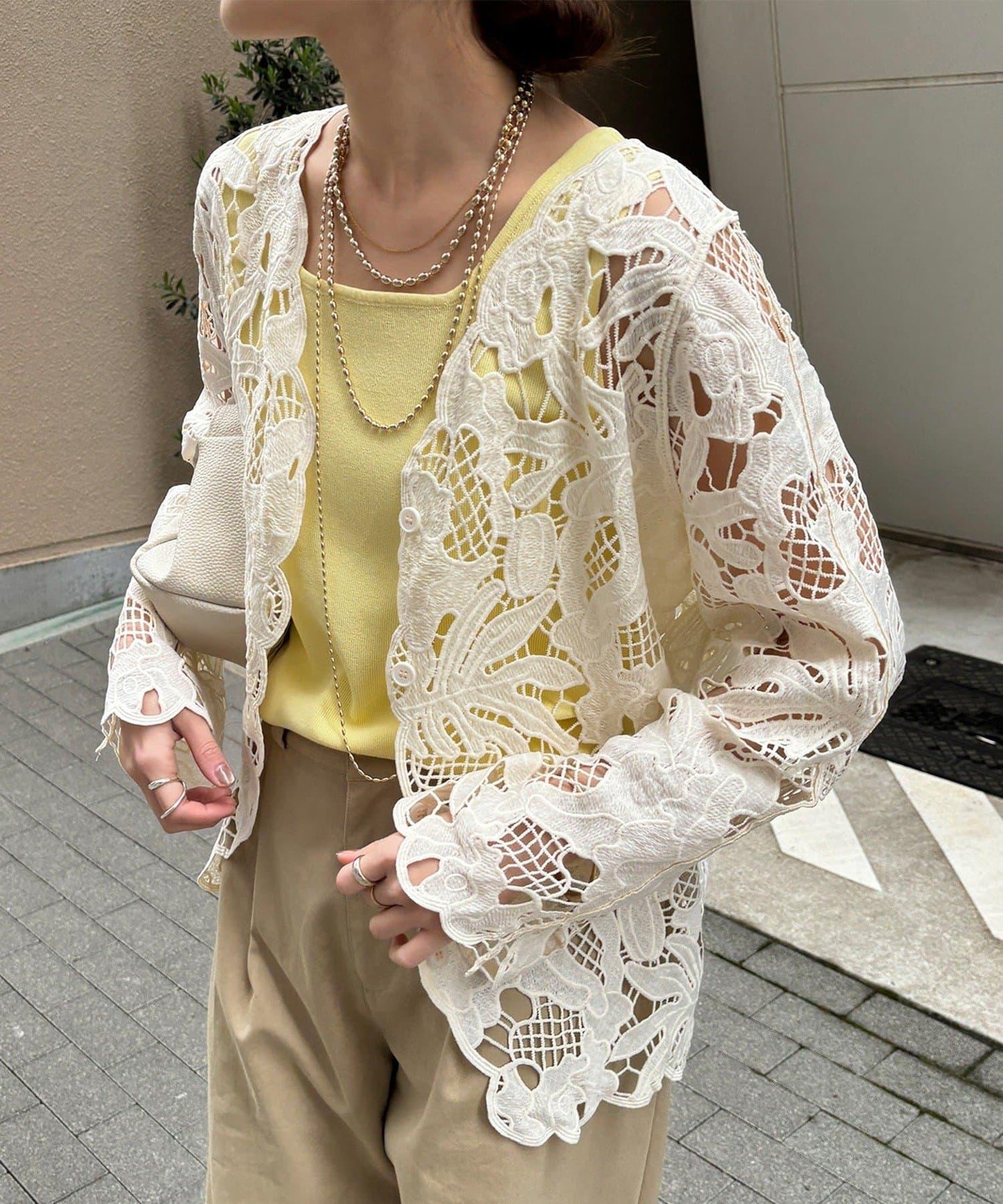 棉質蕾絲針織開衫