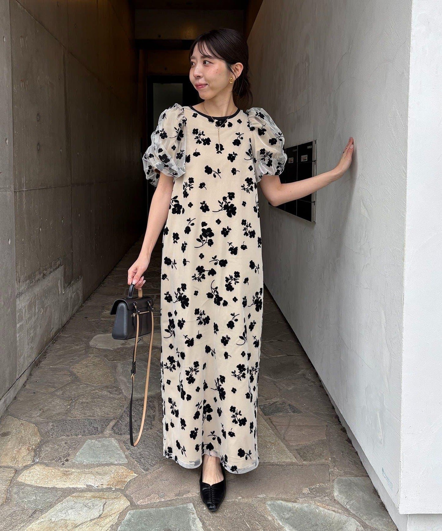 植絨泡泡袖 禮服款 連衣裙
