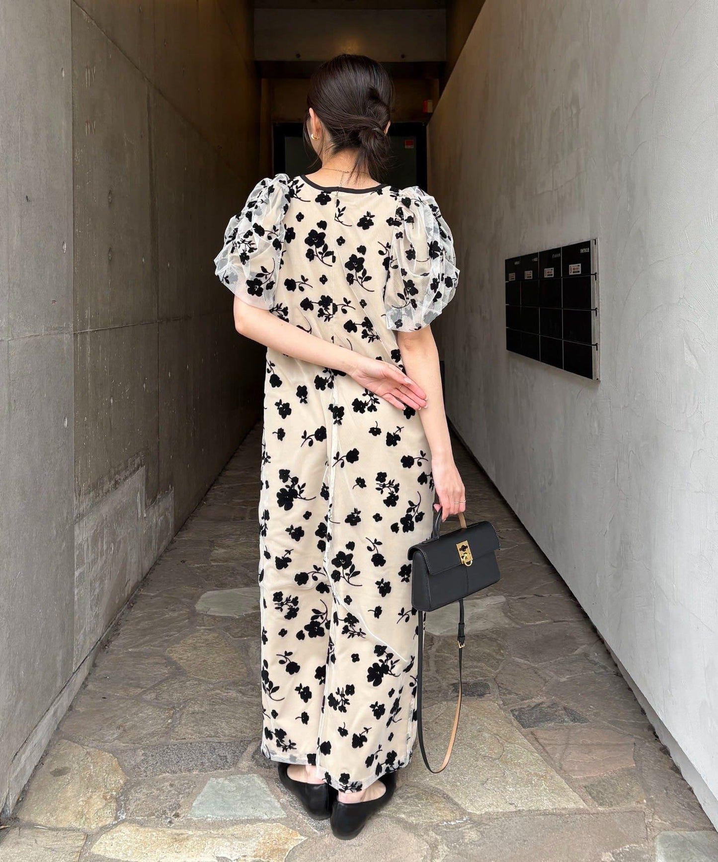 植絨泡泡袖 禮服款 連衣裙