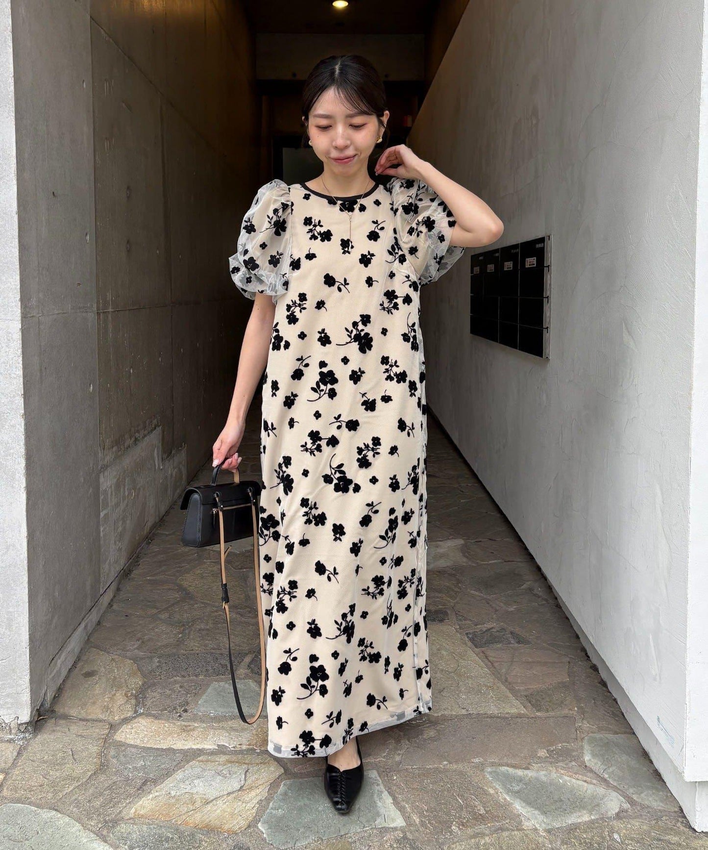 植絨泡泡袖 禮服款 連衣裙