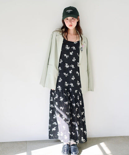小個子尺碼 波點花卉 吊帶連衣裙
