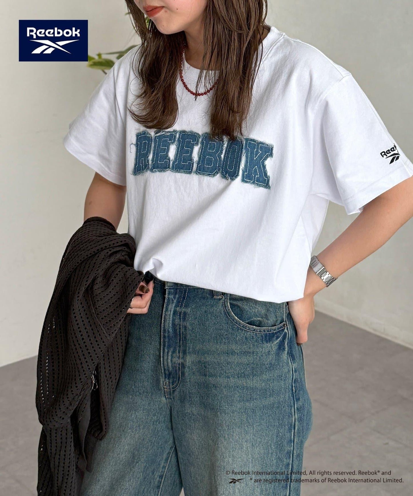 Reebok 牛仔貼布 T恤