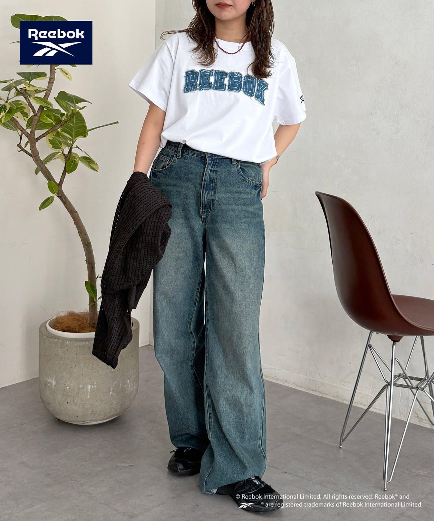 Reebok 牛仔貼布 T恤