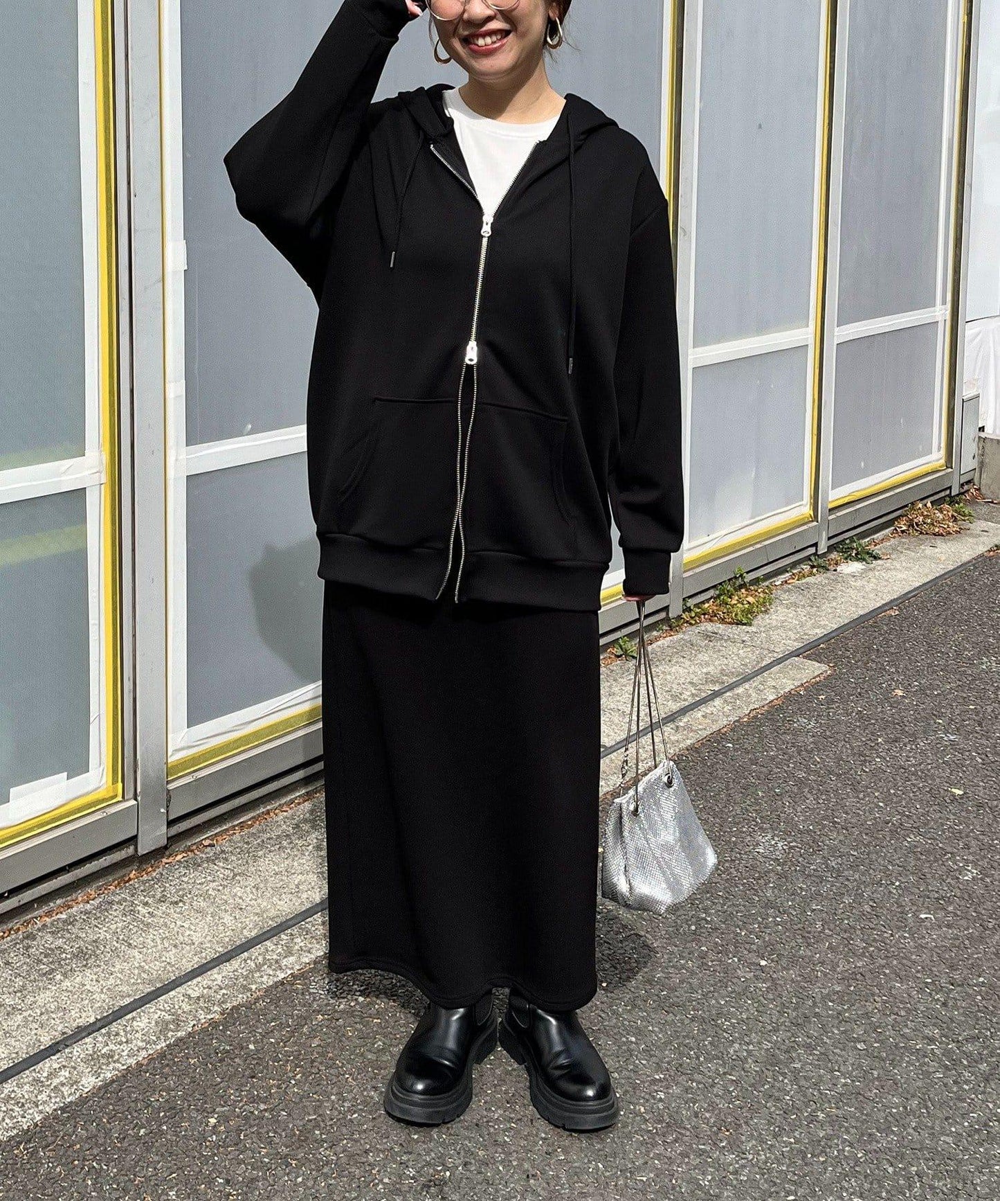 雙拉鍊連帽衛衣