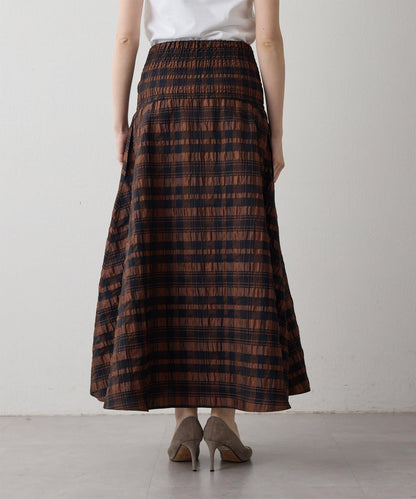 Drawing Numbers 格紋提花褶皺半身裙