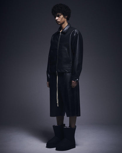 WOVEN FAUX LEATHER SHORTS 短褲