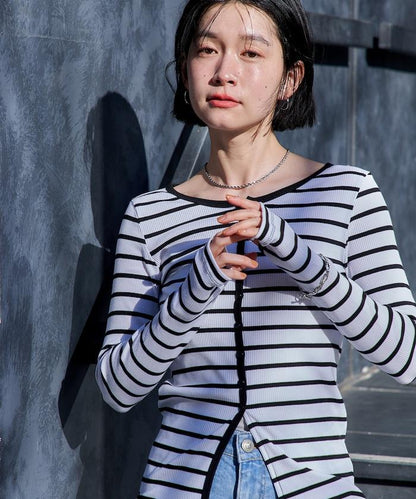 棉莫代爾羅紋針織開衫