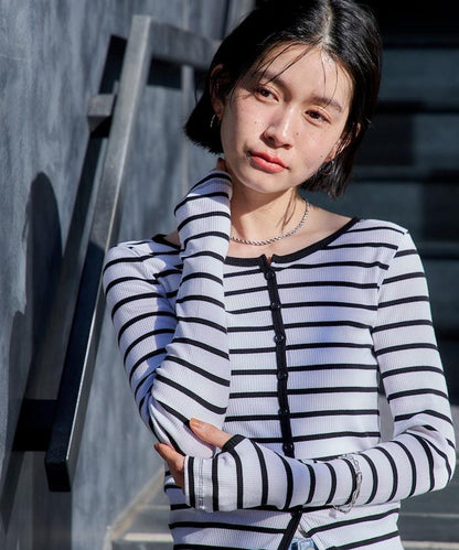棉莫代爾羅紋針織開衫