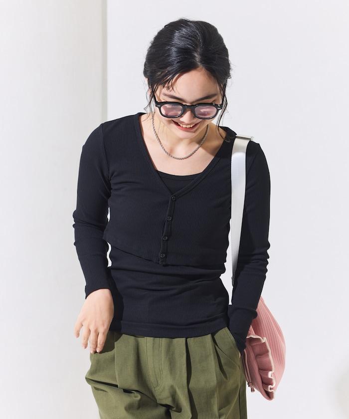 吊帶套裝 短款 羅紋 棉莫代爾 針織開衫