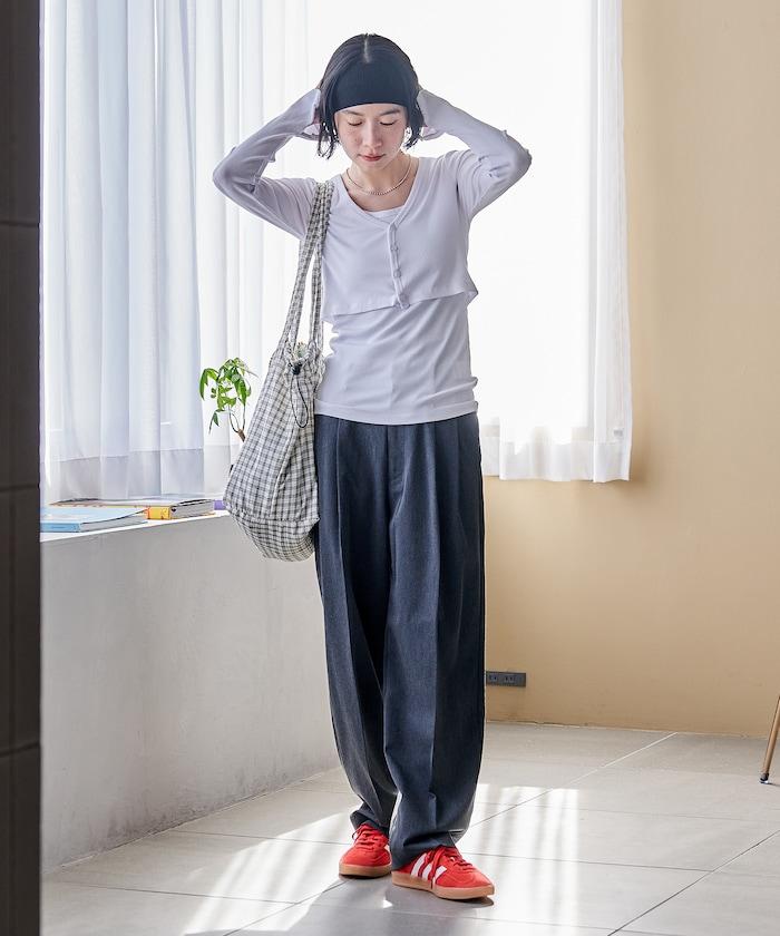 吊帶套裝 短款 羅紋 棉莫代爾 針織開衫