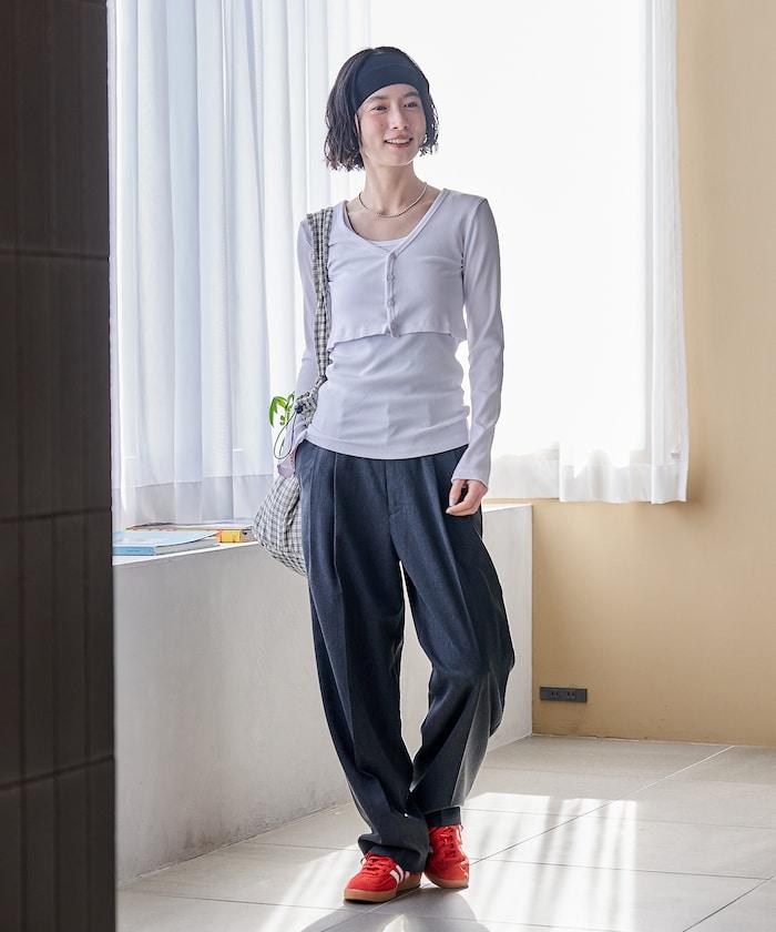 吊帶套裝 短款 羅紋 棉莫代爾 針織開衫