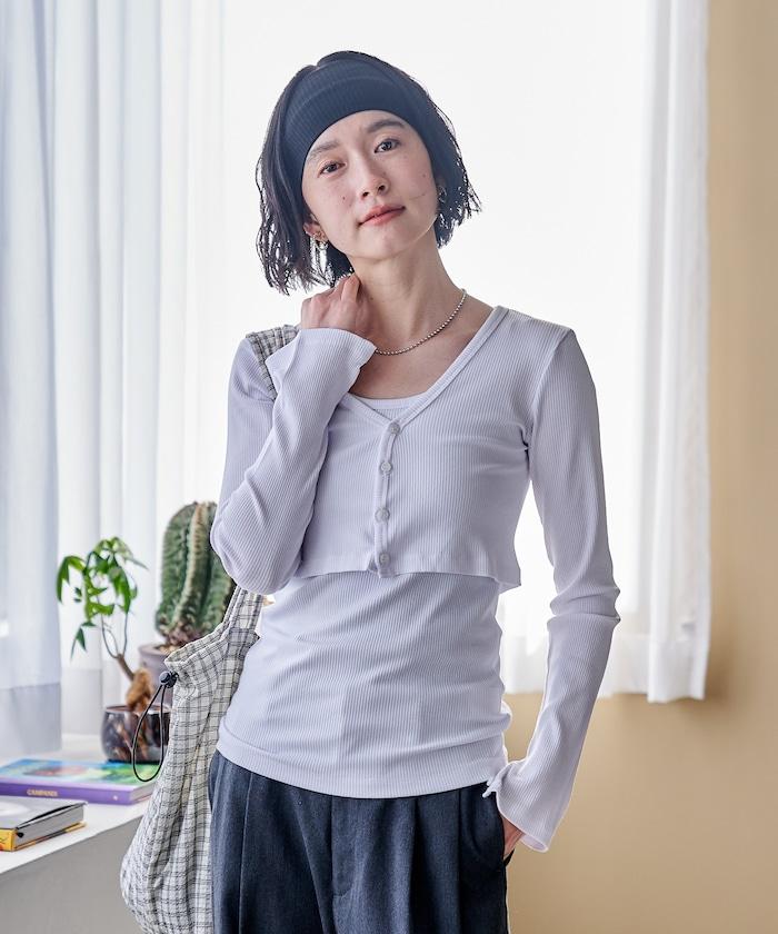 吊帶套裝 短款 羅紋 棉莫代爾 針織開衫