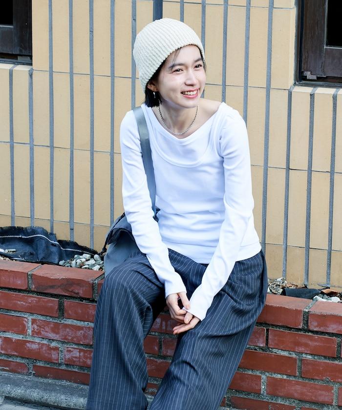 棉莫代爾疊穿後背開口長袖T恤套裝