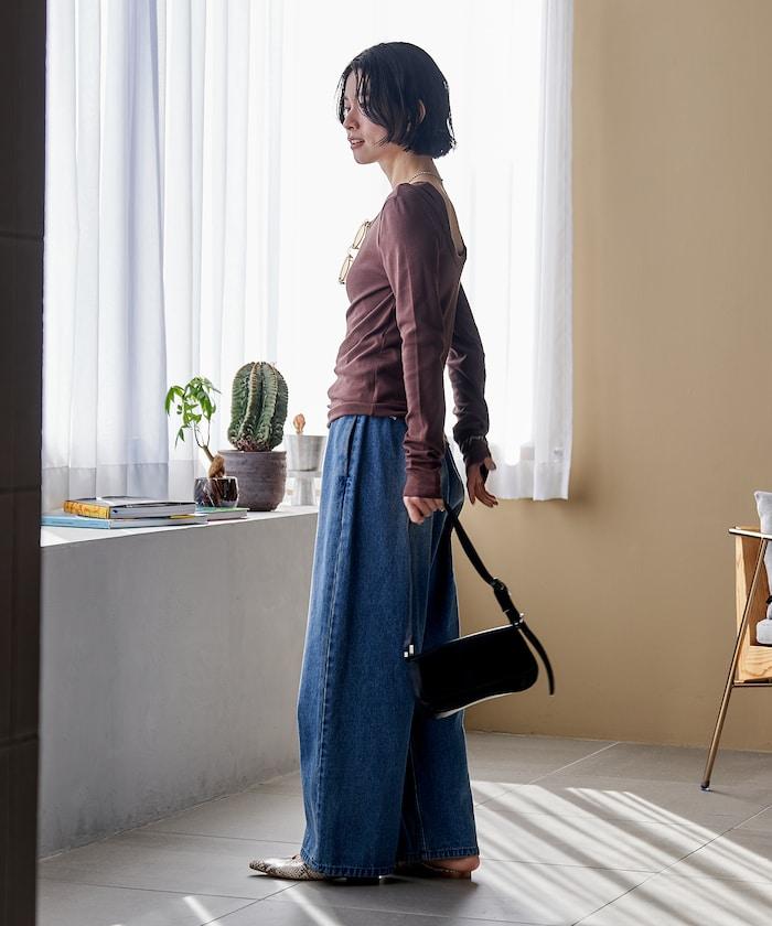 棉莫代爾疊穿後背開口長袖T恤套裝