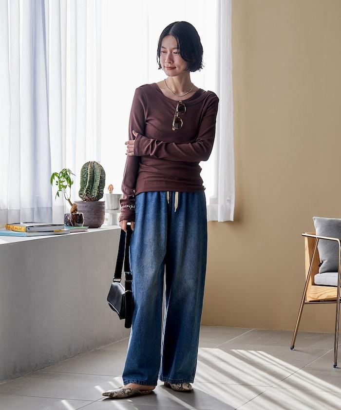 棉莫代爾疊穿後背開口長袖T恤套裝