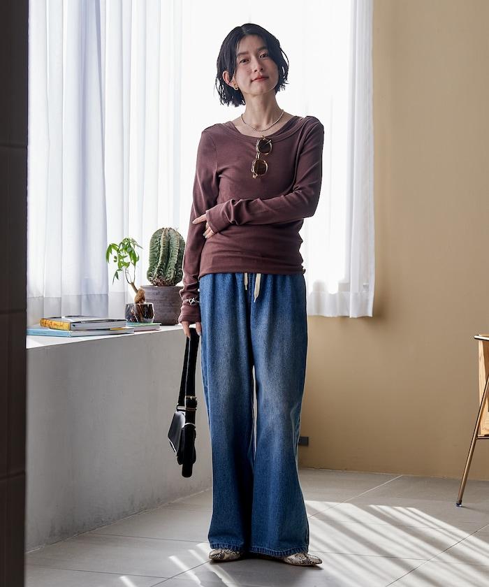 棉莫代爾疊穿後背開口長袖T恤套裝